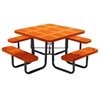 Square Thermoplastic Picnic Tables 46 inch Thermoplastic Coated Perforated with Powder Coated Steel Tube