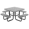 Square Thermoplastic Picnic Tables 46 inch Thermoplastic Coated Perforated with Powder Coated Steel Tube