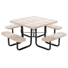 Square Thermoplastic Picnic Tables 46 inch Thermoplastic Coated Perforated with Powder Coated Steel Tube