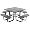 Square Thermoplastic Picnic Tables 46 inch Thermoplastic Coated Perforated with Powder Coated Steel Tube