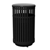 32-Gallon Trash Receptacle Steel Vertical Slats Polyethylene Finish
