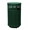 32-Gallon Trash Receptacle Steel Vertical Slats Polyethylene Finish