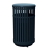 32-Gallon Trash Receptacle Steel Vertical Slats Polyethylene Finish