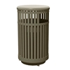 32-Gallon Trash Receptacle Steel Vertical Slats Polyethylene Finish