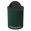 Trash Can 32 Gallon Plastic Coated Perforated Metal Includes Liner And Dome Top