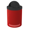 Trash Can 32 Gallon Plastic Coated Perforated Metal Includes Liner And Dome Top