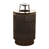 Trash Can, 40 Gallon Round Powder Coated Steel With Ash Top, Portable