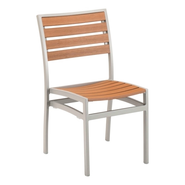 Faux Teak Armless Dining Chair