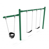 7/8 Foot High Elite Commercial Swing Set With 2 Belt Swings And 1 Bucket Seat - 1 Bay, 1 Cantilever Frame - Quick Ship - Rainforest Green