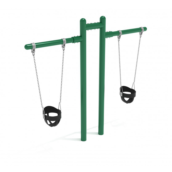 7 Foot High Elite Early Childhood Commercial Swing Set With 2 Bucket Seats And Two Cantilever T-Frame - Quick Ship