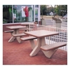 Square Concrete Picnic Table With Two Attached Benches