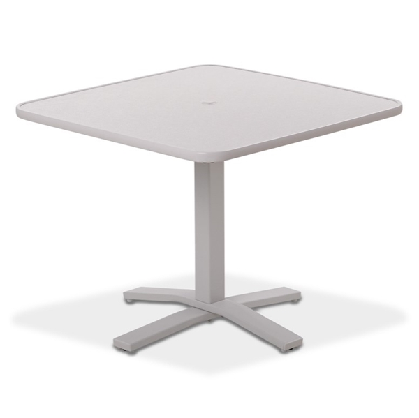 Squared 36" Hammered Marine Grade Polymer Dining Table With Aluminum X-Base Frame