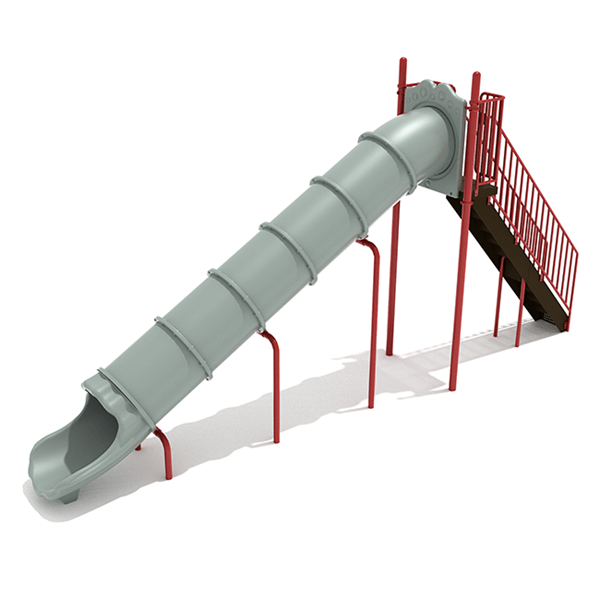 8 Foot Straight Tube Freestanding Slide - Ages 5 to 12 yr - Gray