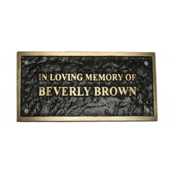 Bronze Memorial Park Bench Plaque