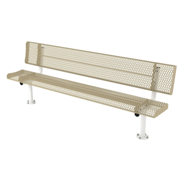 Bench With Back 8 Ft. Plastic Coated Rolled Expanded Metal