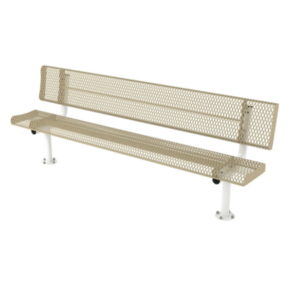 Bench With Back 8 Ft. Plastic Coated Rolled Expanded Metal
