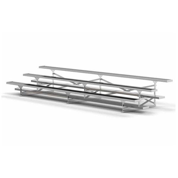 Low Rise 3 Row Bleachers 15 Foot Aluminum with Aluminum Frame	