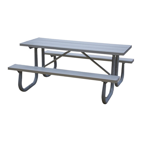 luminum picnic table 6 Ft. Rectangular with 2 3/8 In. Welded Galvanized Steel Frame	