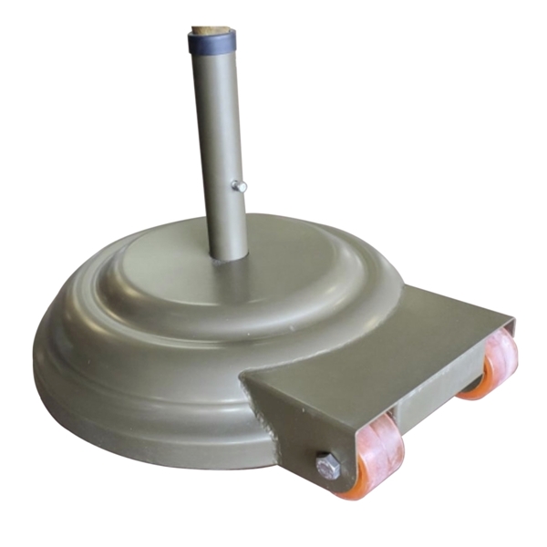 23" Diameter Aluminum Umbrella Base With Wheels Filled With Concrete - 175 lbs.	