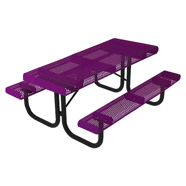 8 Ft. RHINO Rectangular Picnic Table, Pattern Punched Steel with Rolled Edges, Portable - 283 lbs.