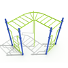 PTC002 - 90-Degree Straight Rung Horizontal Ladder Free Standing Monkey Bars - Ages 5 To 12 Yr - Green on Blue