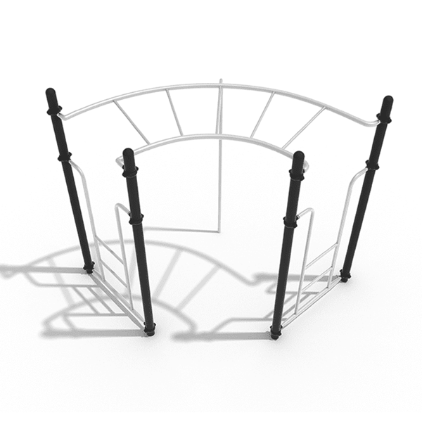 PTC003 - Curve Rung Horizontal Ladder Monkey Bars Playground Equipment - Ages 5 To 12 Yr - Gray on Black