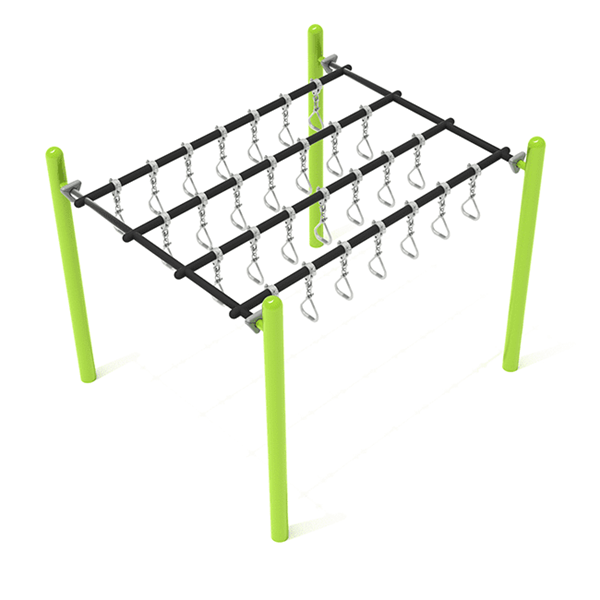 PTC011 - Quintuple Straight Swinging Ring Ladder Playground Climber - Ages 5 To 12 Yr - Black on Green