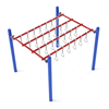 PTC011 - Quintuple Straight Swinging Ring Ladder Playground Climber - Ages 5 To 12 Yr - Red on Blue