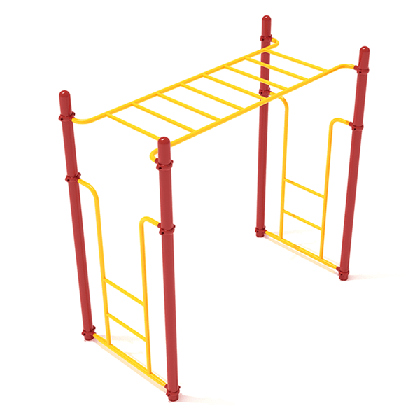 PTC001 - Straight Rung Horizontal Ladder Free Standing Monkey Bars - Ages 5 To 12 Yr  - Yellow on Red