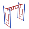 PTC007 - Straight Trapezoid Loop Ladder Playground Climber - Ages 5 To 12 Yr  - Red on Blue