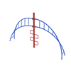 PFS079 - Curved Helix Ladder Climbing Playground Equipment - Ages 5 To 12 Yr  - Blue on Red - Front