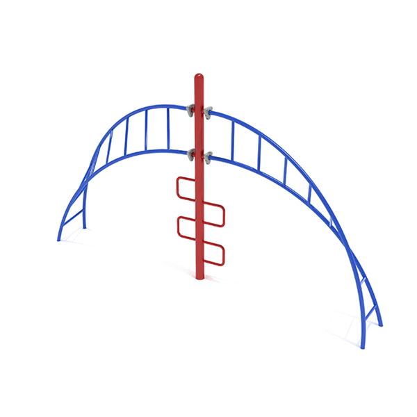 PFS079 - Curved Helix Ladder Climbing Playground Equipment - Ages 5 To 12 Yr  - Blue on Red - Front