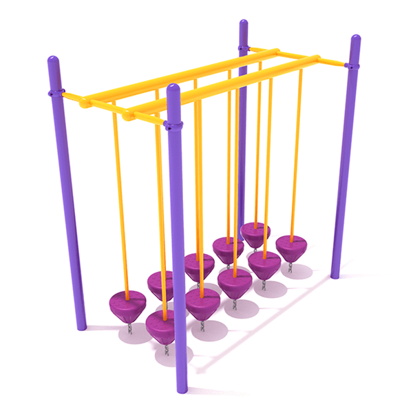 PTC018 - Double Row Pebble Bridge Playground Stepping Stones - Ages 5 To 12 Yr - Purple, Yellow, Purple
