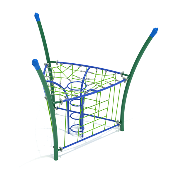 PGS013 - Combination Manhole Playground Rope Climber With Side Nets - Ages 5 To 12 Yr - Green,  Blue