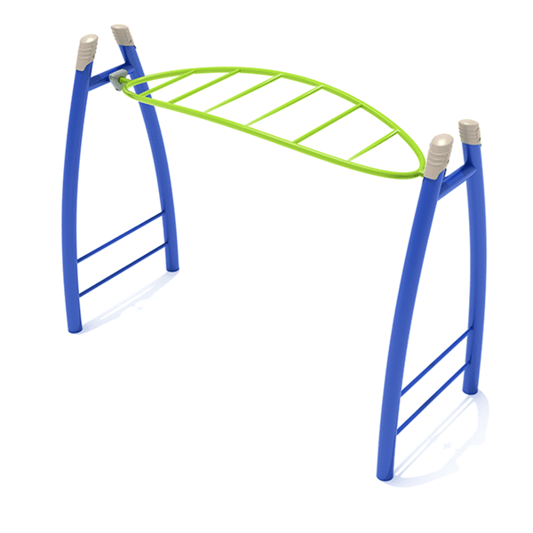 PGS005 - Curved Post Overhead Horizon Climber Monkey Bar Ladder - Ages 5 To 12 Yr - Lime Green, Blue, Tan