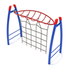 PGS006 - Curved Post Overhead Inverted Horizon With Rope Attachment Climber Playground - Ages 5 To 12 Yr  - Red, Blue, Red