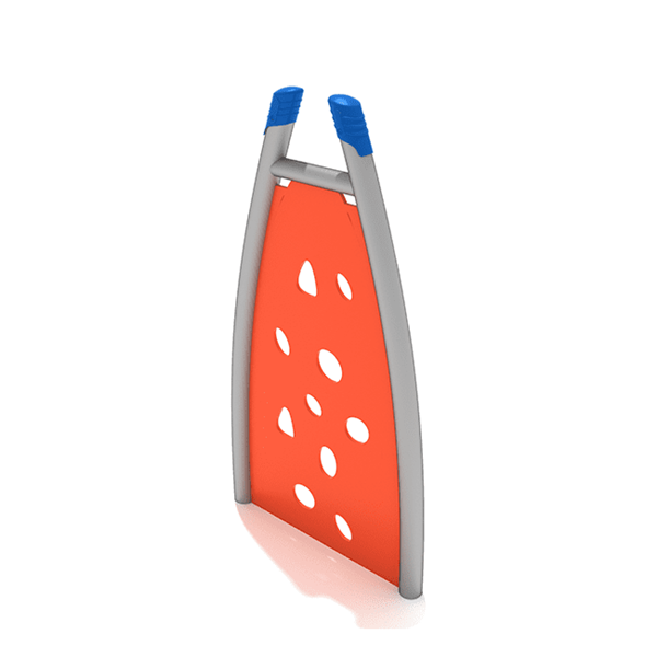 PGS037 - Curved Post PE Playground Climbing Wall - Ages 5 To 12 Yr - Orange, Tan. Blue