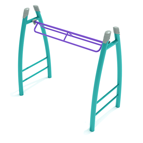 PGS007 - Curved Post Rocker Bar Overhead Climbing Playground Equipment - Ages 5 To 12 Yr - Purple, Teal, Gray