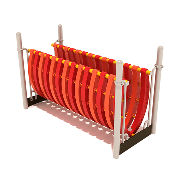  PFS018 - Floating Tunnel Playground Bridge - Ages 5 To 12 Yr - Red, Orange, Tan