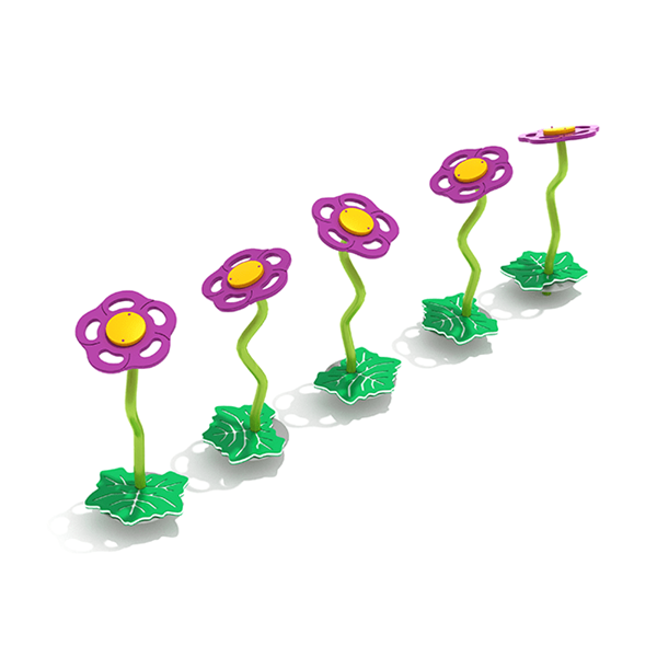 PFS067 - Flower Stepping Path With Leaf For Playground - Set Of 5 - Ages 2 To 12 Yr - Purple on Lime Green
