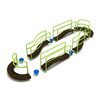 PFS070 - Oval Balance Track Playground Equipment - Ages 2 To 12 Yr - Lime Green, Blue - Front