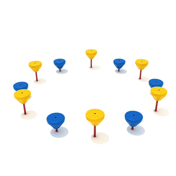 PFS016 - Pebble Path Playground Stepping Stones - Set Of 12 - Ages 2 To 12 Yr - Quick Ship -  Yellow, Red and Blue, Red