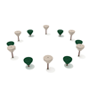 PFS016 - Pebble Path Playground Stepping Stones - Set Of 12 - Ages 2 To 12 Yr - Quick Ship -  Tan on Brown, Green on Brown