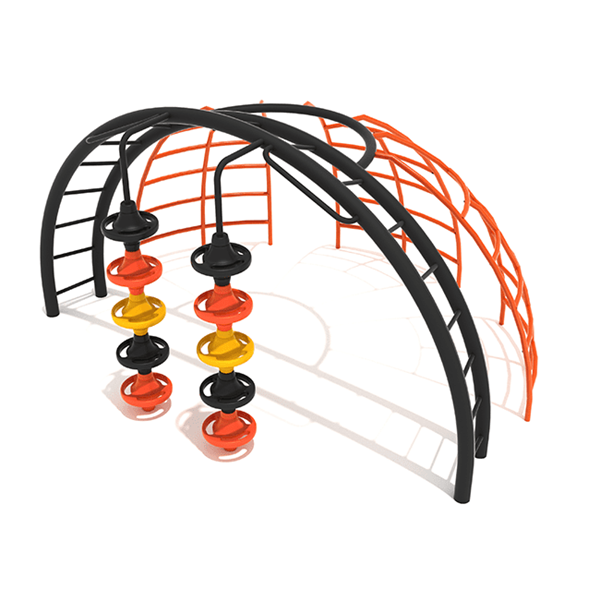 PFS073 - Pod Climber Dome Station Delta Playground Climbing Structures - Ages 5 To 12 Yr - Black, Orange, Yellow - Front