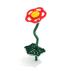 PFS066 - Single Flower Stepper With Leaf For Playgrounds - Ages 2 To 12 Yr - Red on Green