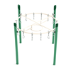  PGS022 - Single Post Circle Overhead Swinging Ring Ladder Playground Climbing Structure - Ages 5 To 12 Yr - Green on Tan