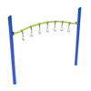 PGS023 - Single Post Curved Overhead Swinging Ring Ladder Monkey Bars Playground Equipment - Ages 5 To 12 Yr - Blue on Lime Green