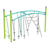PGS019 - Single Post Double Tilted Lily Pad Bridge With Net Attachment Playground Climbing Structure - Ages 5 To 12 Yr - Gray, Teal, Lime Green