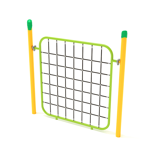 PGS027 - Single Post Net Playground Rope Climber - Ages 5 To 12 Yr - Lime Green on Yellow