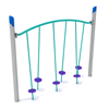 PGS028 - Single Post Tilted Lilly Pad Playground Bridge - Ages 5 To 12 Yr - Purple, Teal, Gray